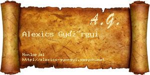 Alexics Györgyi névjegykártya
