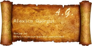 Alexics Györgyi névjegykártya